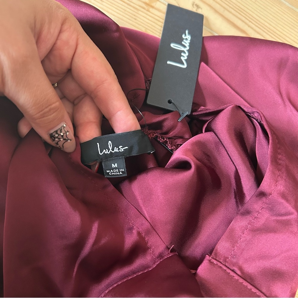 Lulus Classic Elegance Plum Chiffon Sleeveless Mock Neck Maxi Dress – Size M - Picture 4 of 9